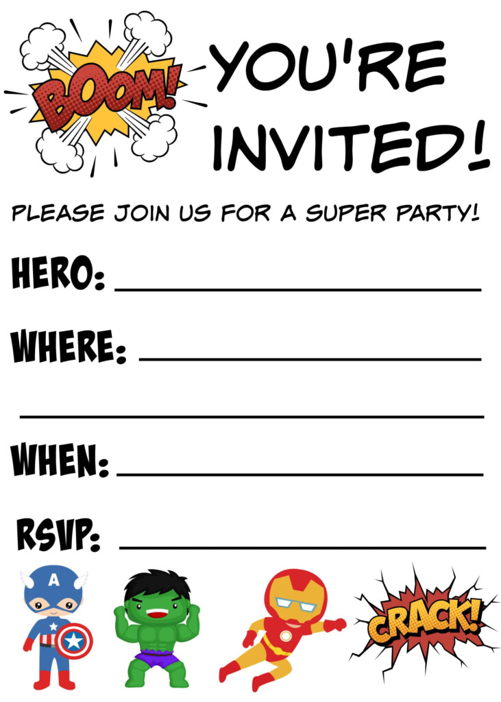 12 FREE Printable Blank Superhero Birthday Invitation 