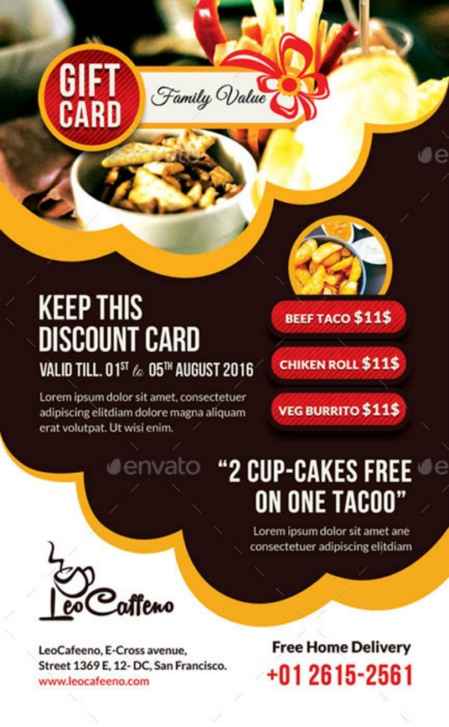 15 Restaurant Gift Card Designs Templates PSD AI 
