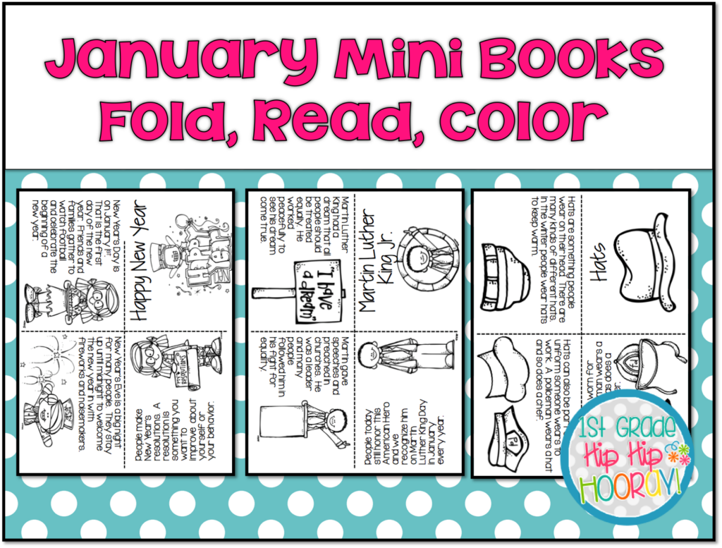 1st Grade Hip Hip Hooray January Mini Books Print 