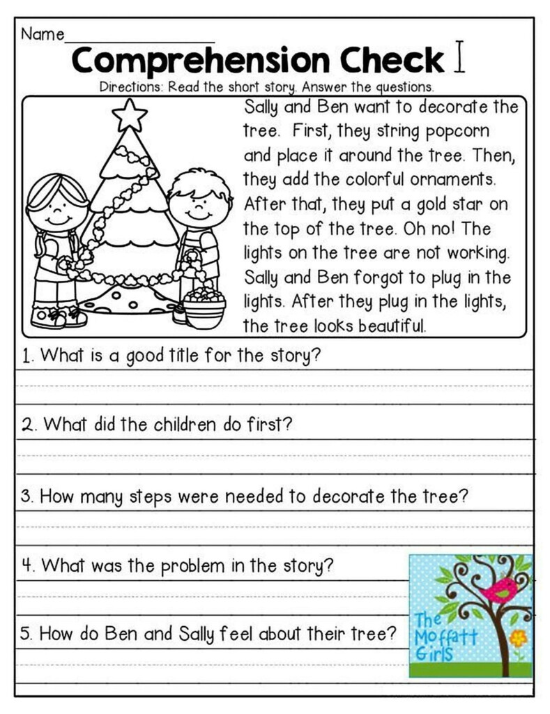 1st Grade Free Printable Reading Comprehension Worksheets ...