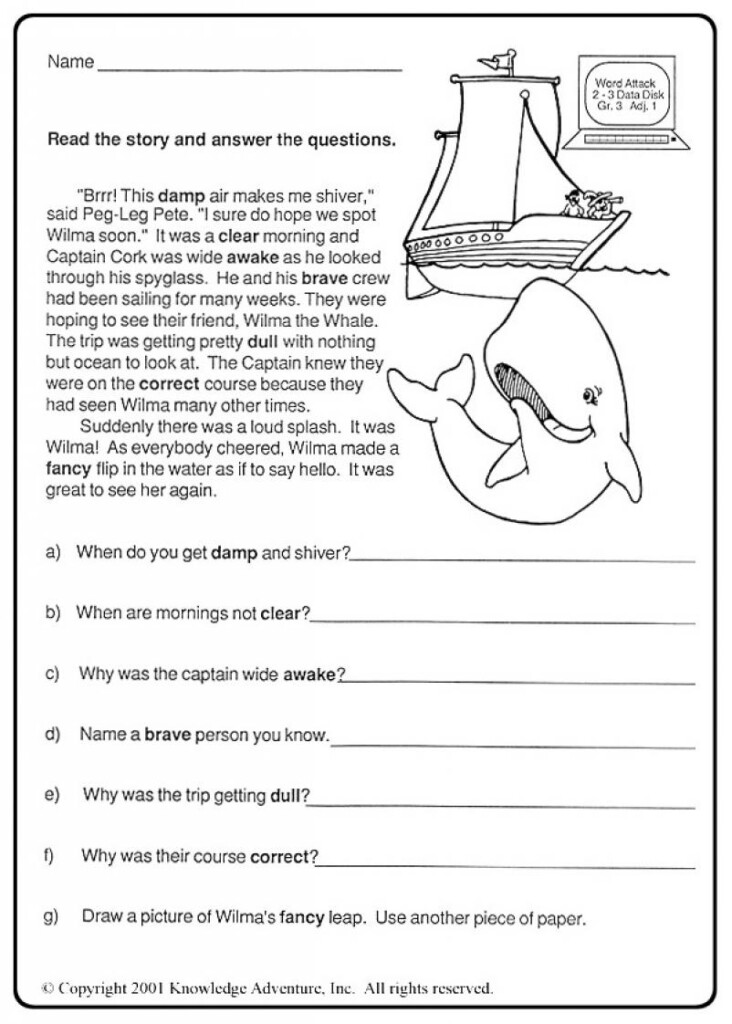 1st Grade Reading Comprehension Worksheets Printable PDF 