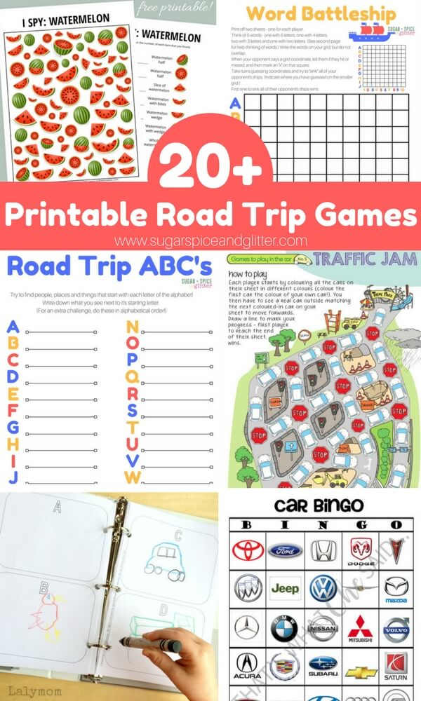 20 FREE Road Trip Game Printables Sugar Spice And Glitter