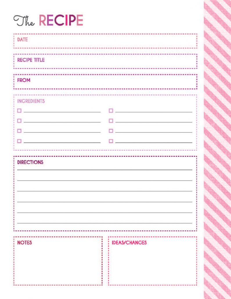 200 Printable Planner Pages Recipe Book Templates 