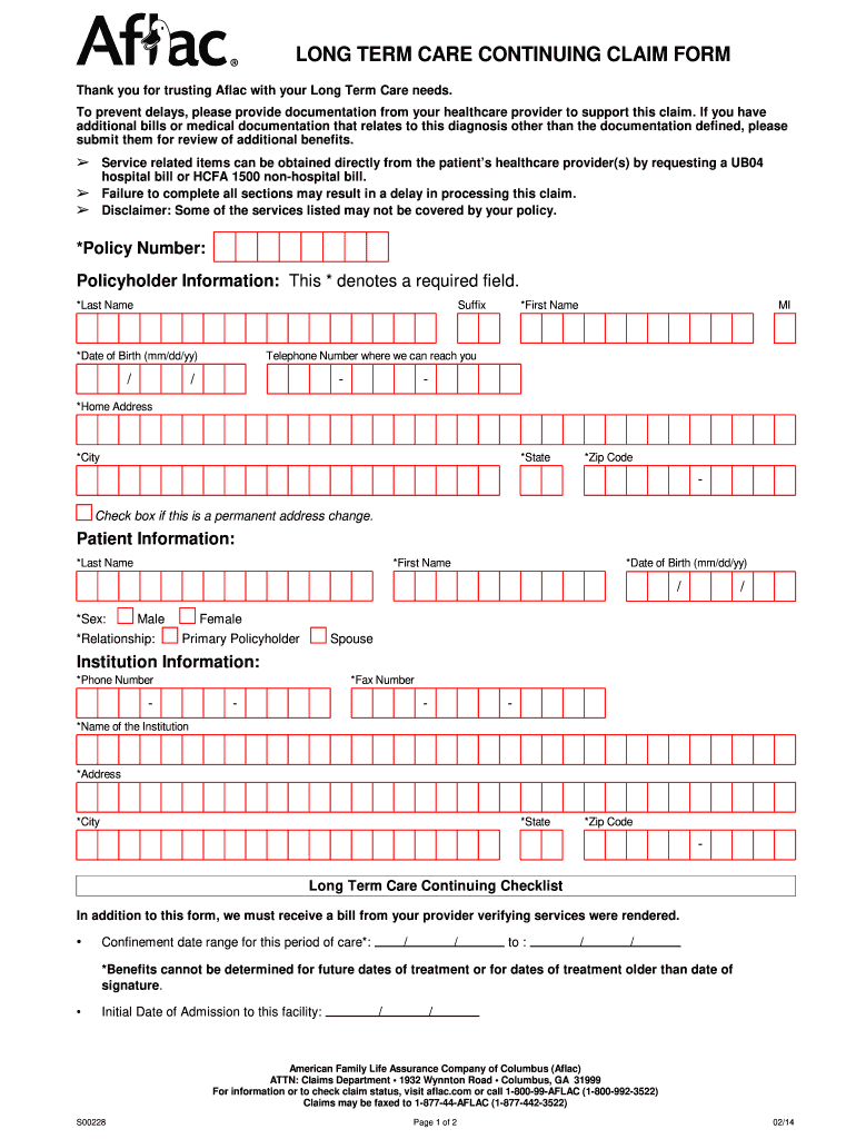 2014 2021 Form Aflac S00228 Fill Online Printable 