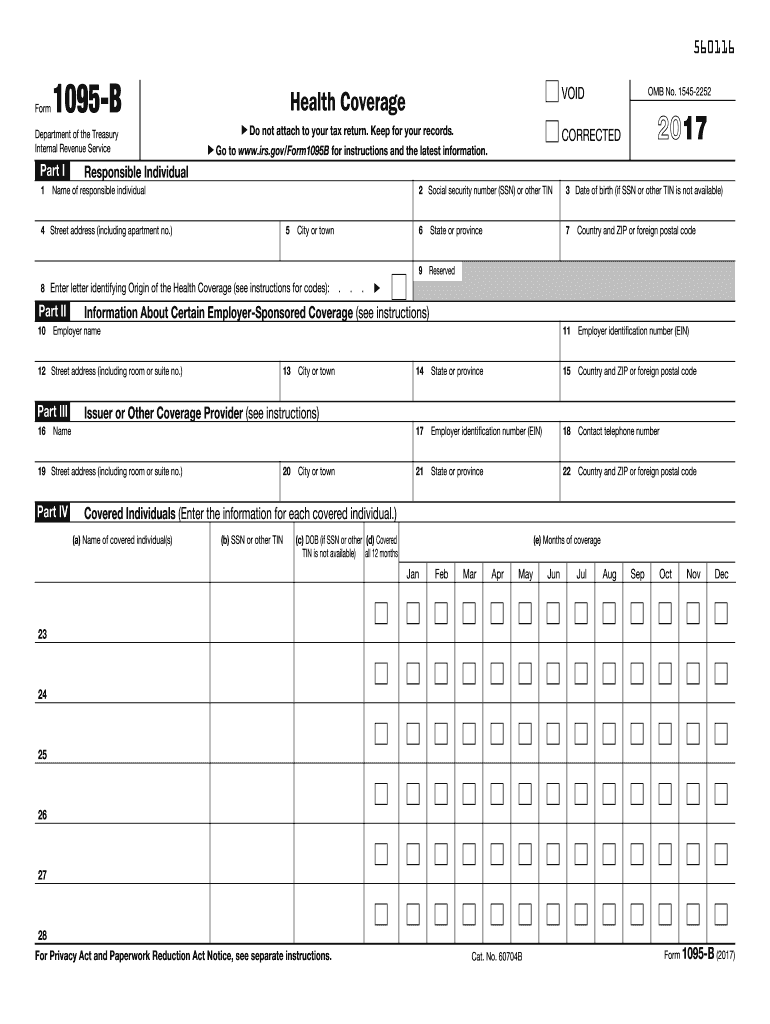 2017 Form IRS 1095 B Fill Online Printable Fillable 