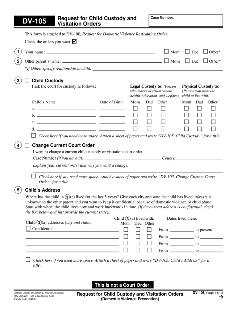 2020 Child Custody Form Fillable Printable PDF Forms 