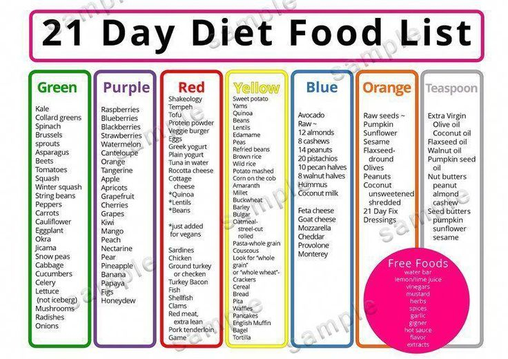 21 Day Diet Meal Plan Food List Shopping List Printable 