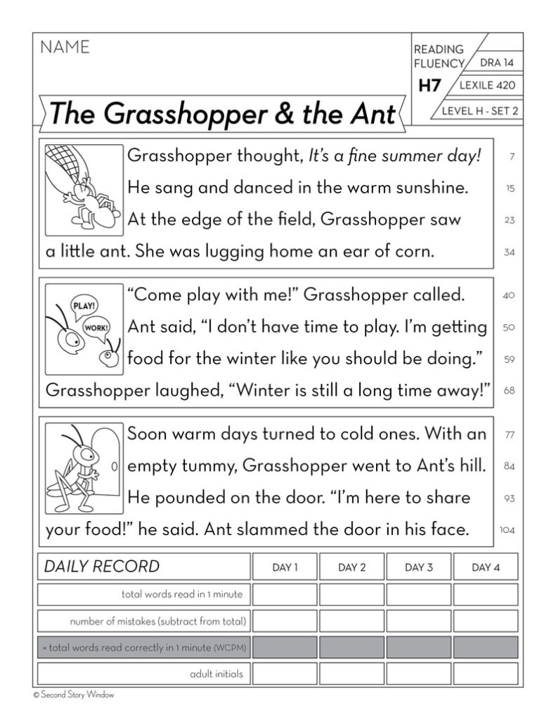 2nd Grade Printable Fluency And Reading Comprehension 