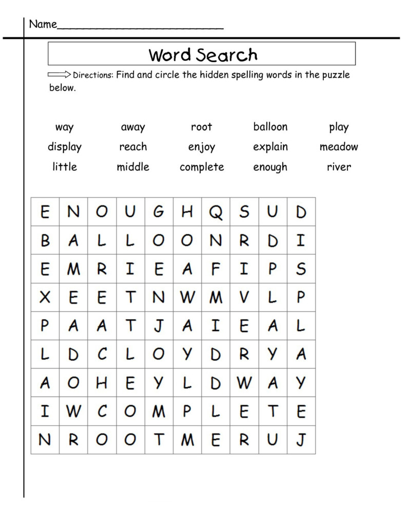 Word Search Grade 2 Printable