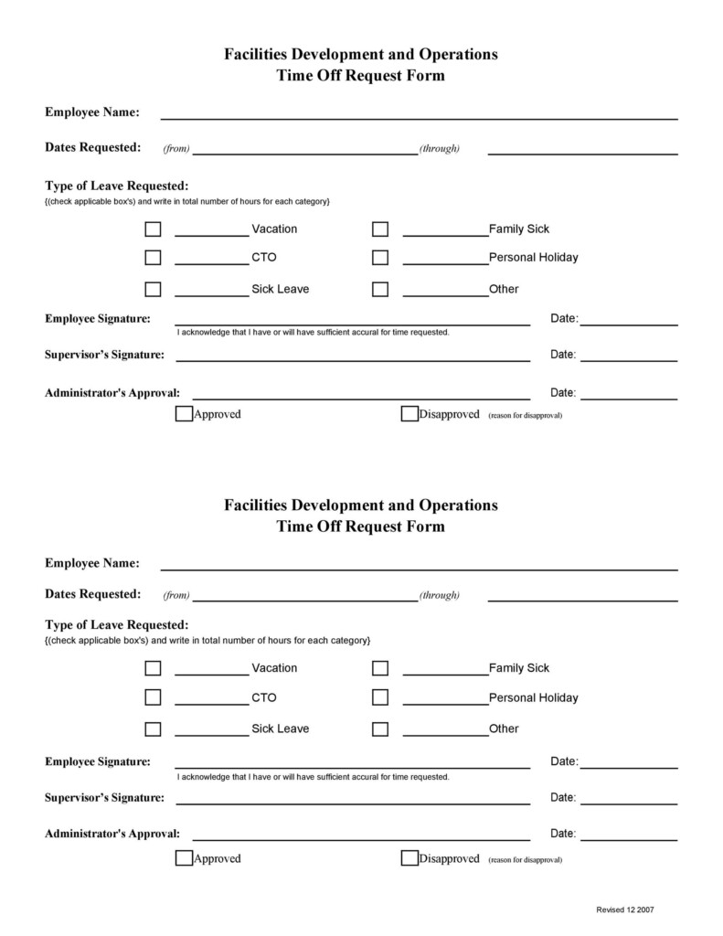 40 Effective Time Off Request Forms Templates 