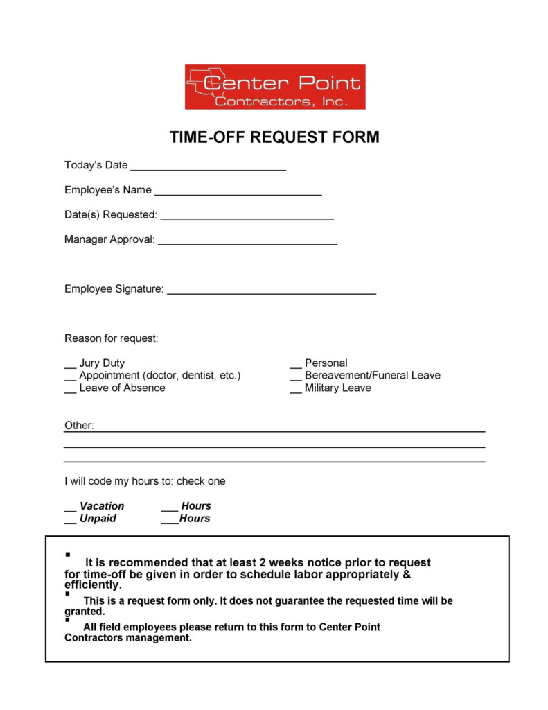 40 Effective Time Off Request Forms Templates TemplateLab