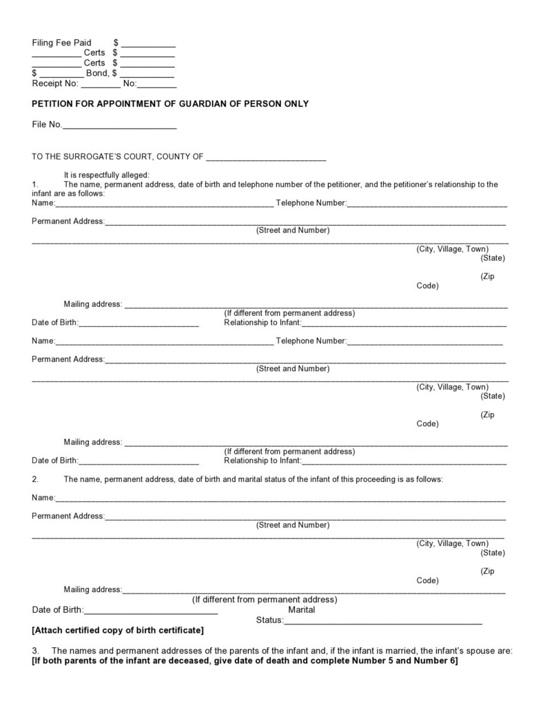40 Printable Temporary Guardianship Forms All States 