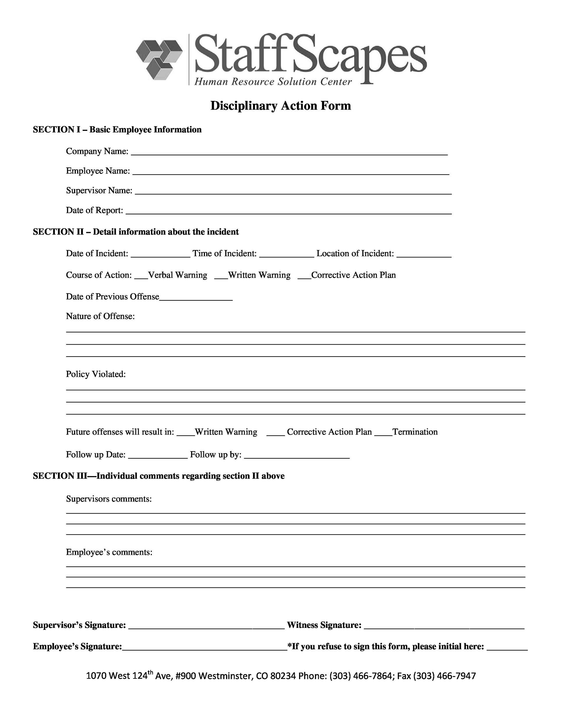 46 Effective Employee Write Up Forms Disciplinary