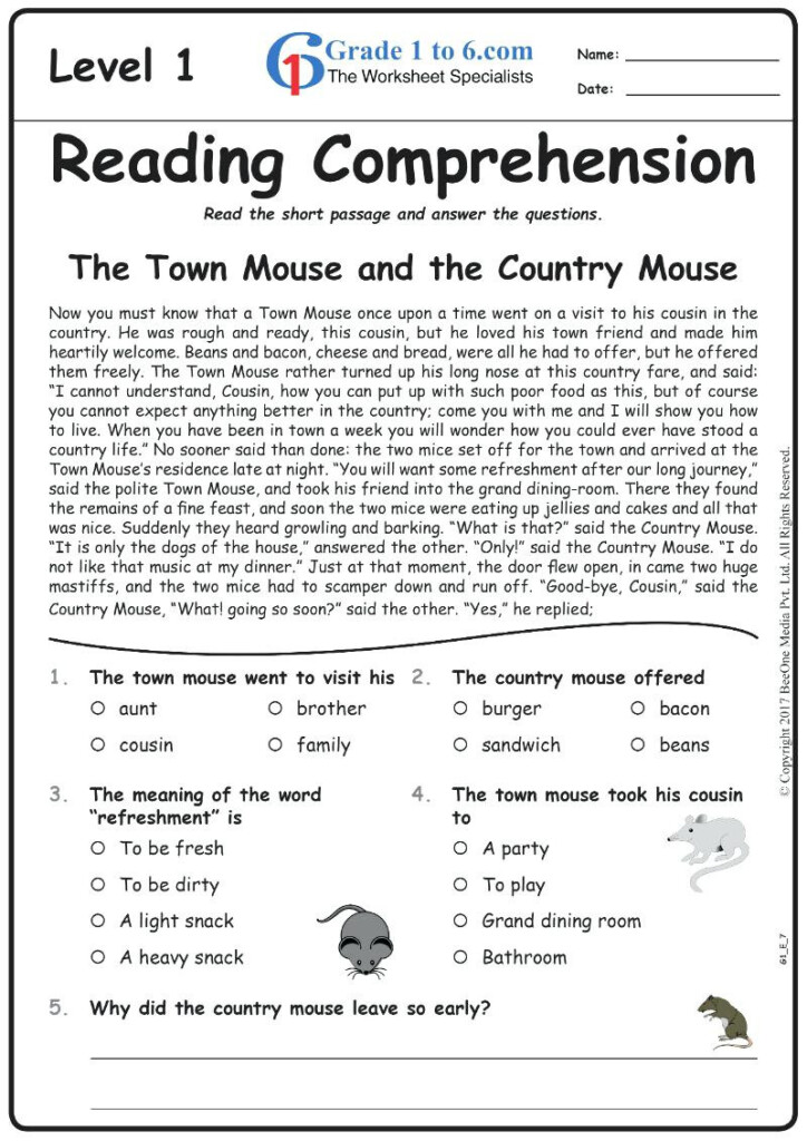 4Th Grade Reading Comprehension Worksheets Pdf For Print 
