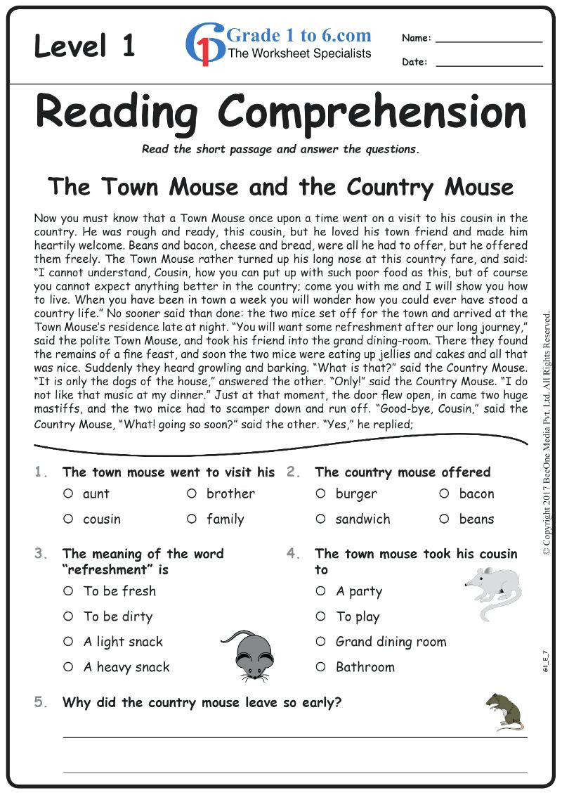 4Th Grade Reading Comprehension Worksheets Pdf For Print 