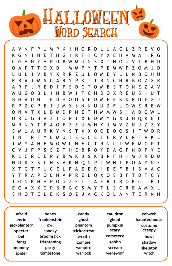 5 Best Free Printable Halloween Word Search For Kids 