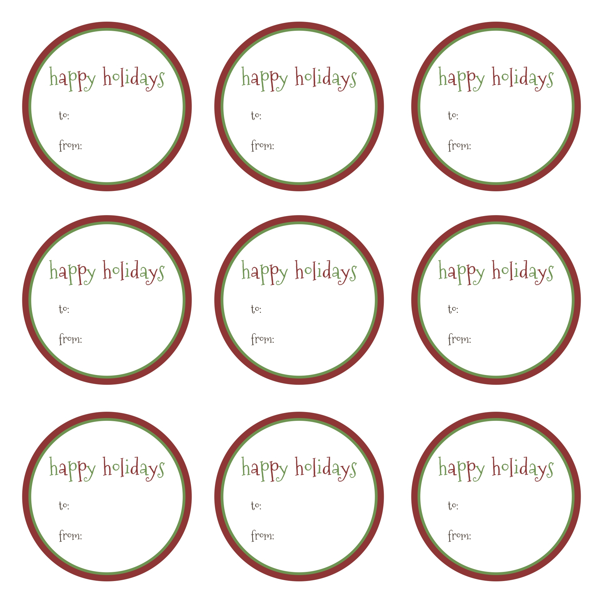5 Best Happy Holidays Free Tags Printable Template 