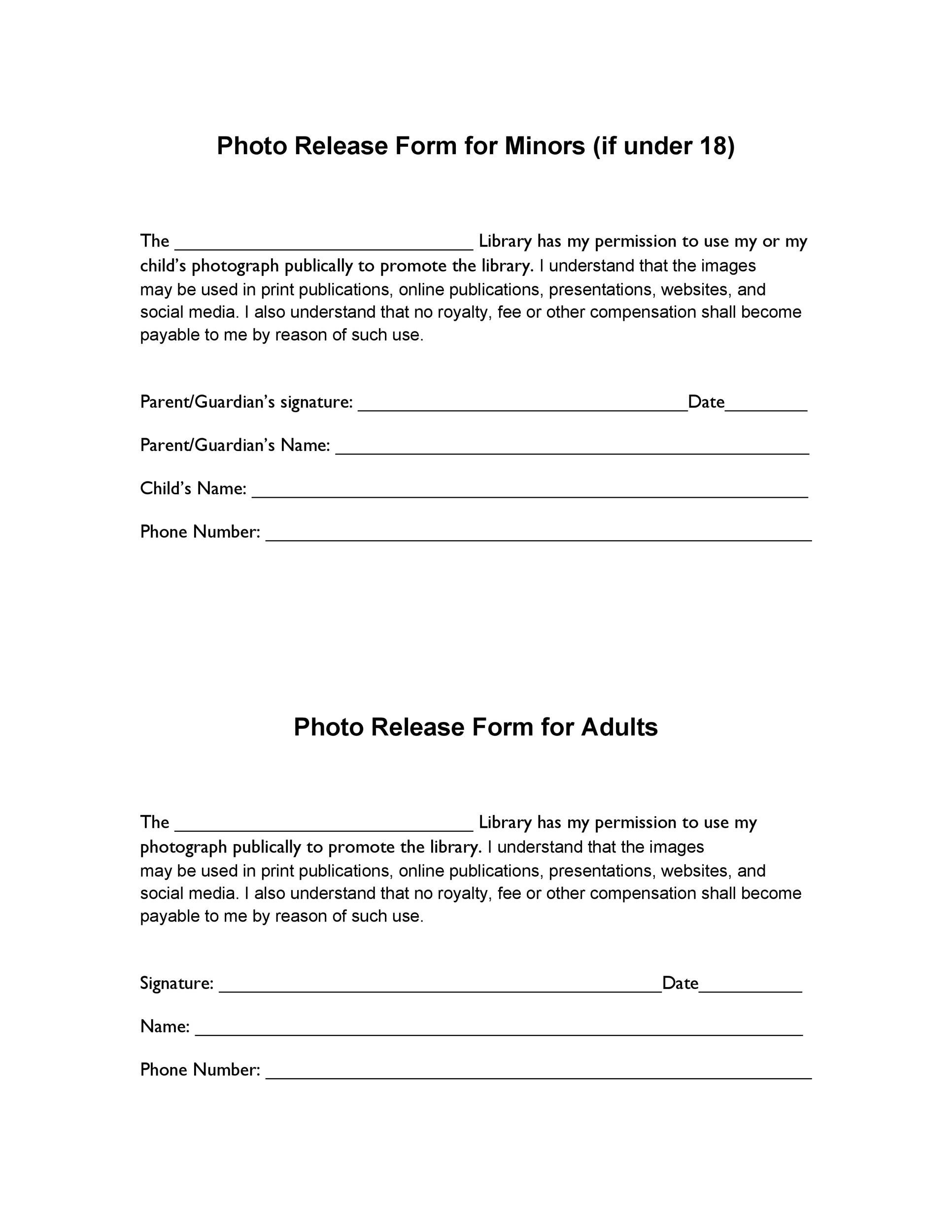 53 FREE Photo Release Form Templates Word PDF 