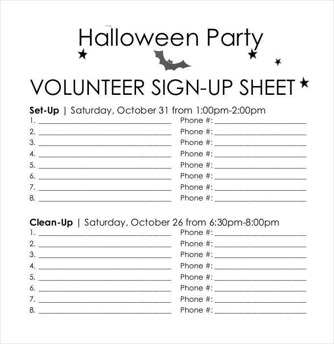 Free Printable Halloween Party Sign Up Sheet - NewFreePrintable.net