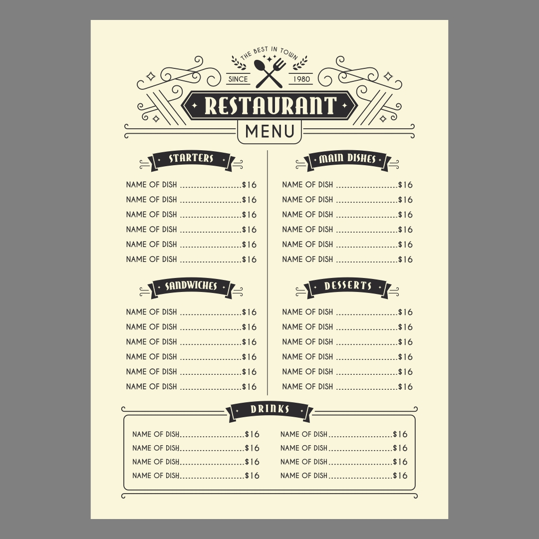 6 Best Printable Blank Restaurant Menus Printablee