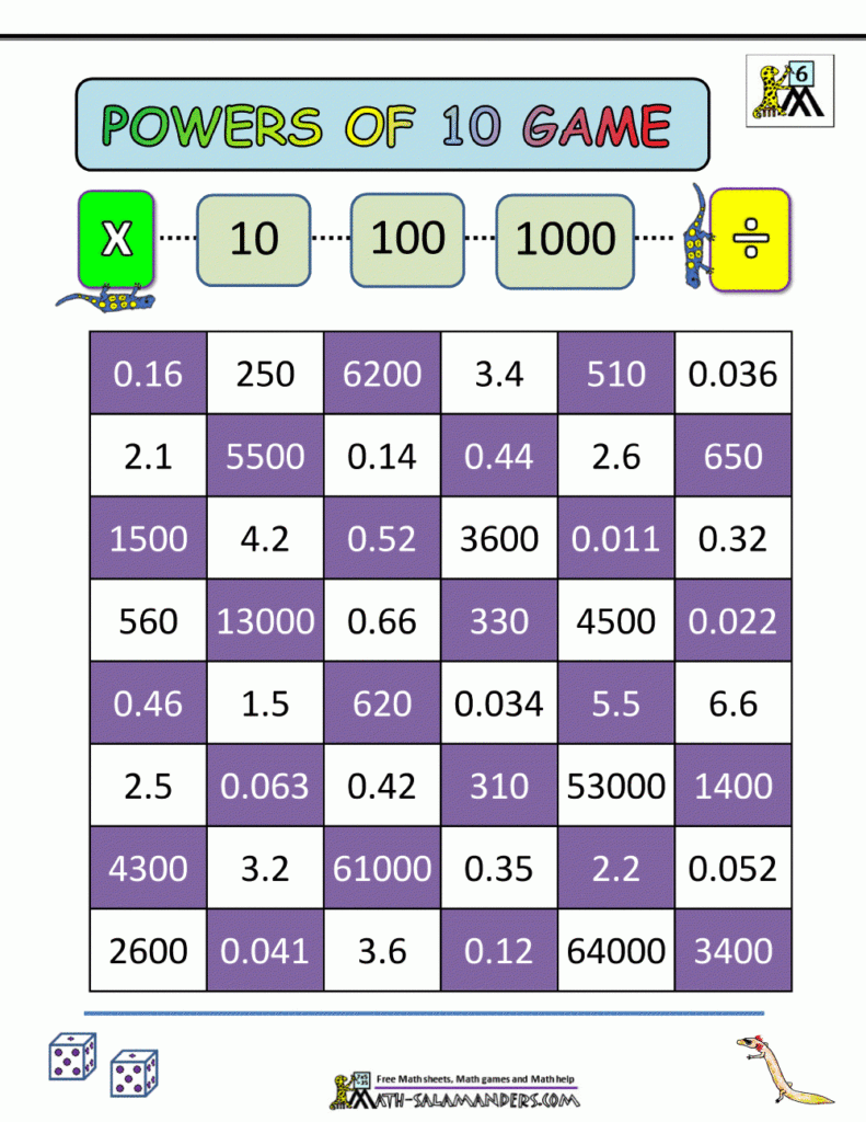 6Th Grade Math Games Db excel