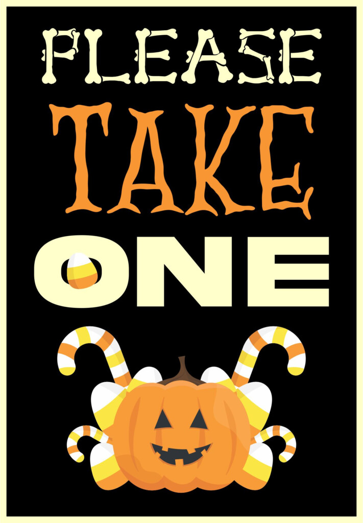 7 Best Take One Printable Halloween Signs Printablee