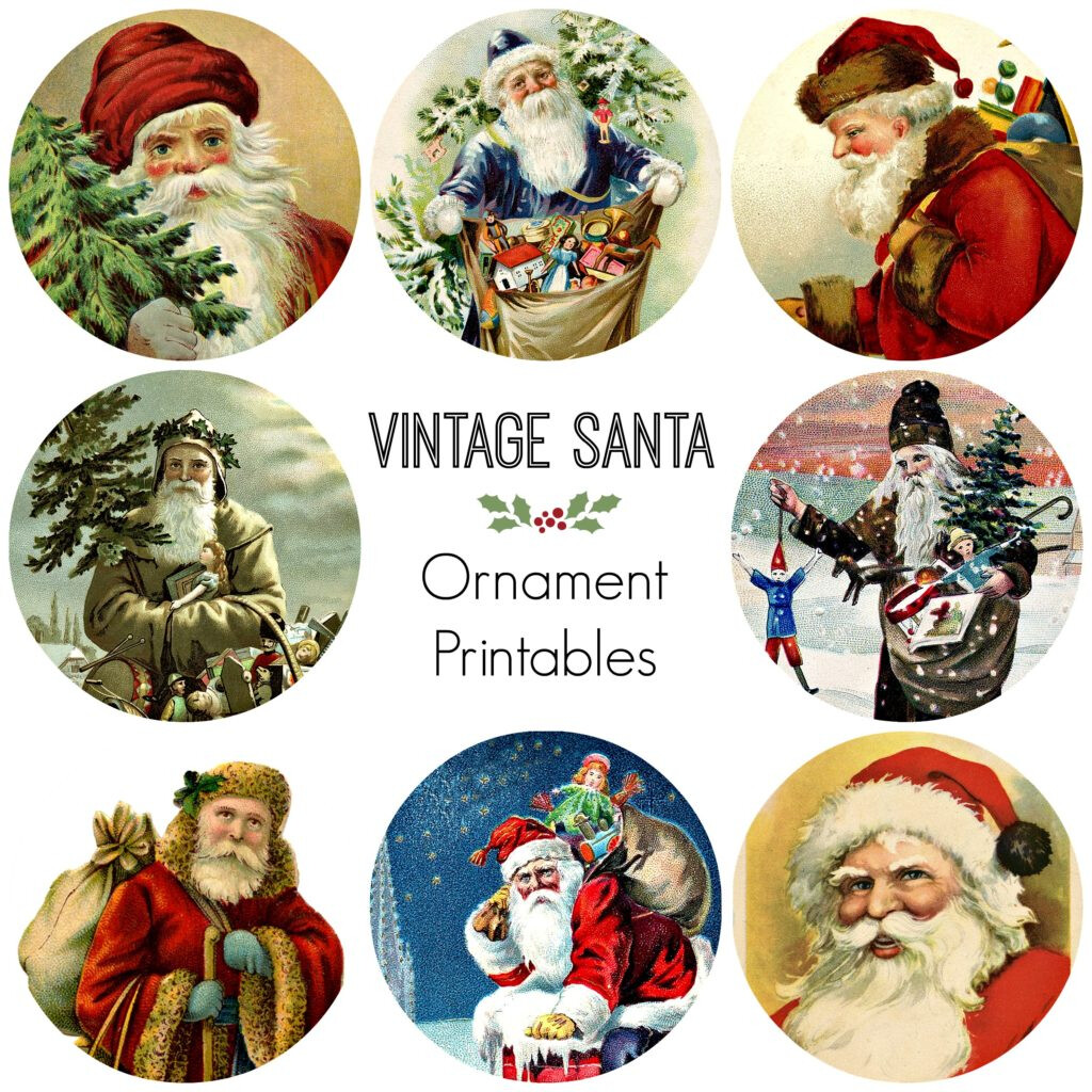 8 Vintage Santa Ornaments Free Printable Town Country 