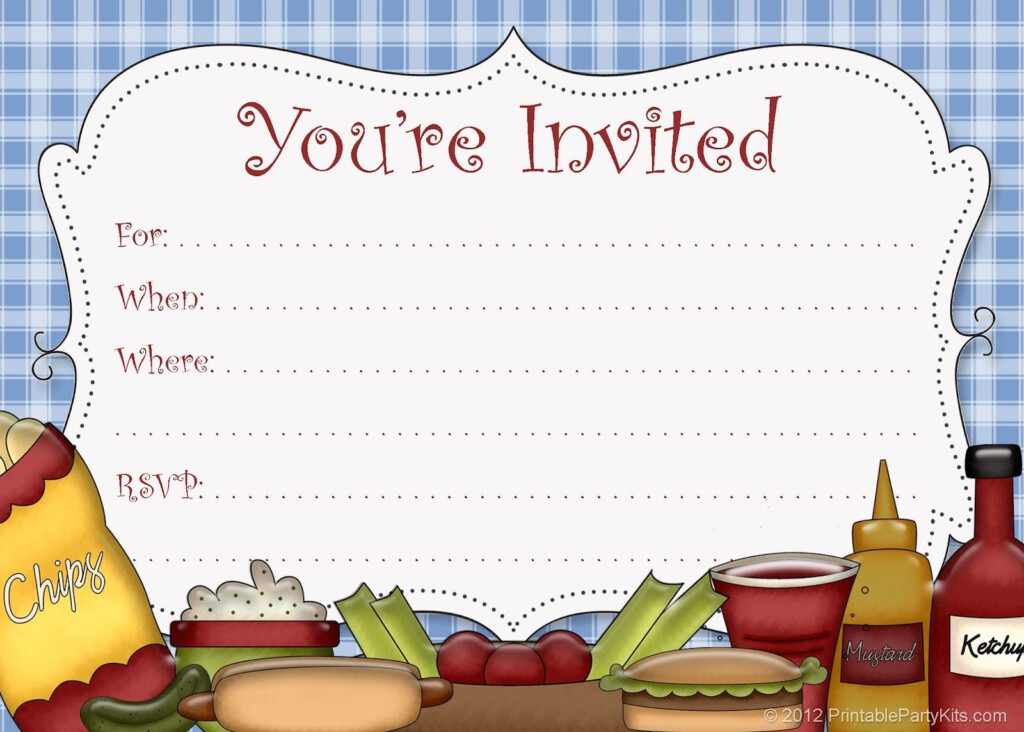 A Barbecue Free Printable Party Invitation Template 