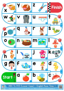 A Z Lower Case Alphabet ESL Board Game Worksheet Free