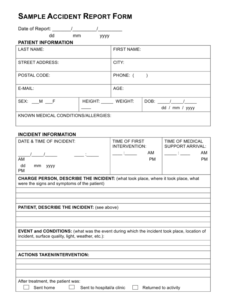 Accident Report Form Download Printable PDF Templateroller