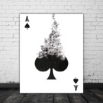 Ace Of Spades Playing Card Art Printable Decor Black White