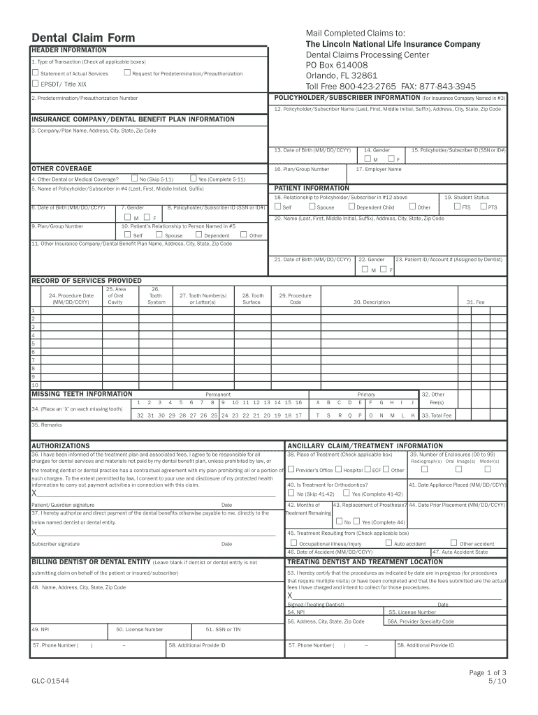 Ada Dental Claim Form Fillable Fill Out And Sign 