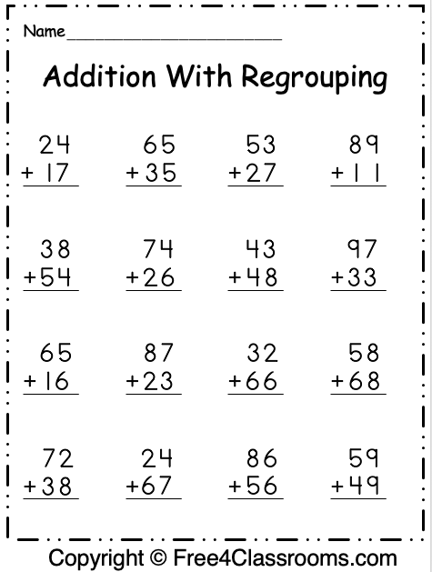 Addition With Regrouping Worksheets 3rd Grade Worksheets 