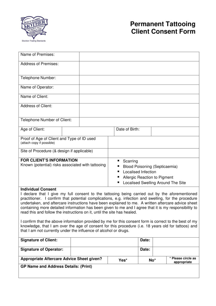 Aislamy Tattoo Consent Form Template Uk