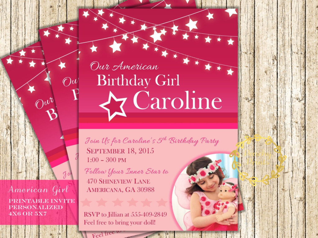 American Girl Doll Birthday Party Invitation Digital 