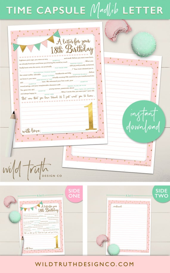 Baby Girl s First Birthday Time Capsule Letter Printable