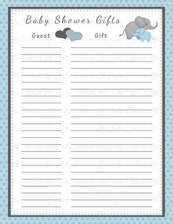 Baby Shower Gift List Template 8 Free Word Excel PDF