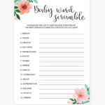 Baby Shower Words Baby Shower Game Printables Floral