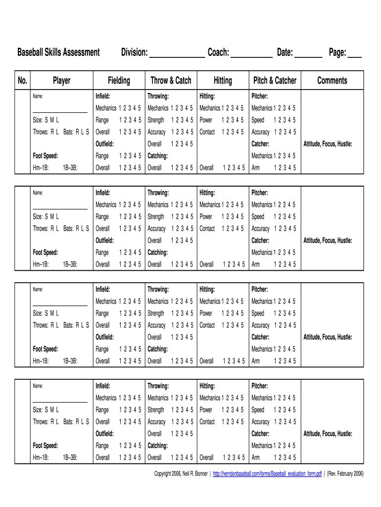 travel baseball evaluation forms