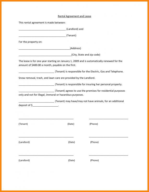 Basic Rental Agreement Rental Agreement Templates Lease 