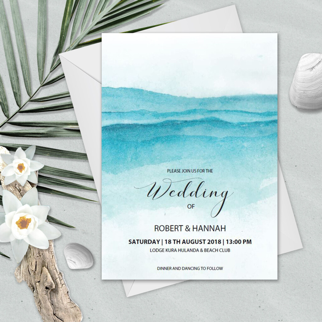 BEACH Wedding Invitation Printable Template INSTANT Etsy 