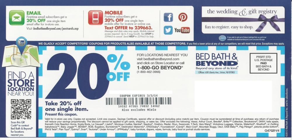 Bed Bath And Beyond 20 Off Entire Purchase Coupon 2017