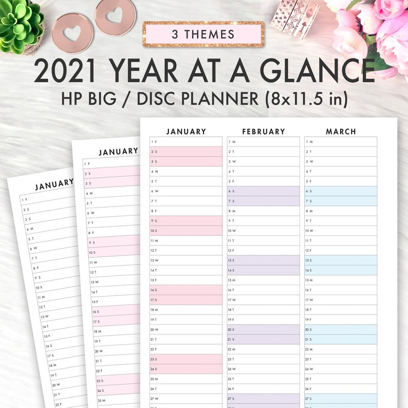 BIG HAPPY PLANNER Printable Insert 2021 Year At A Glance 
