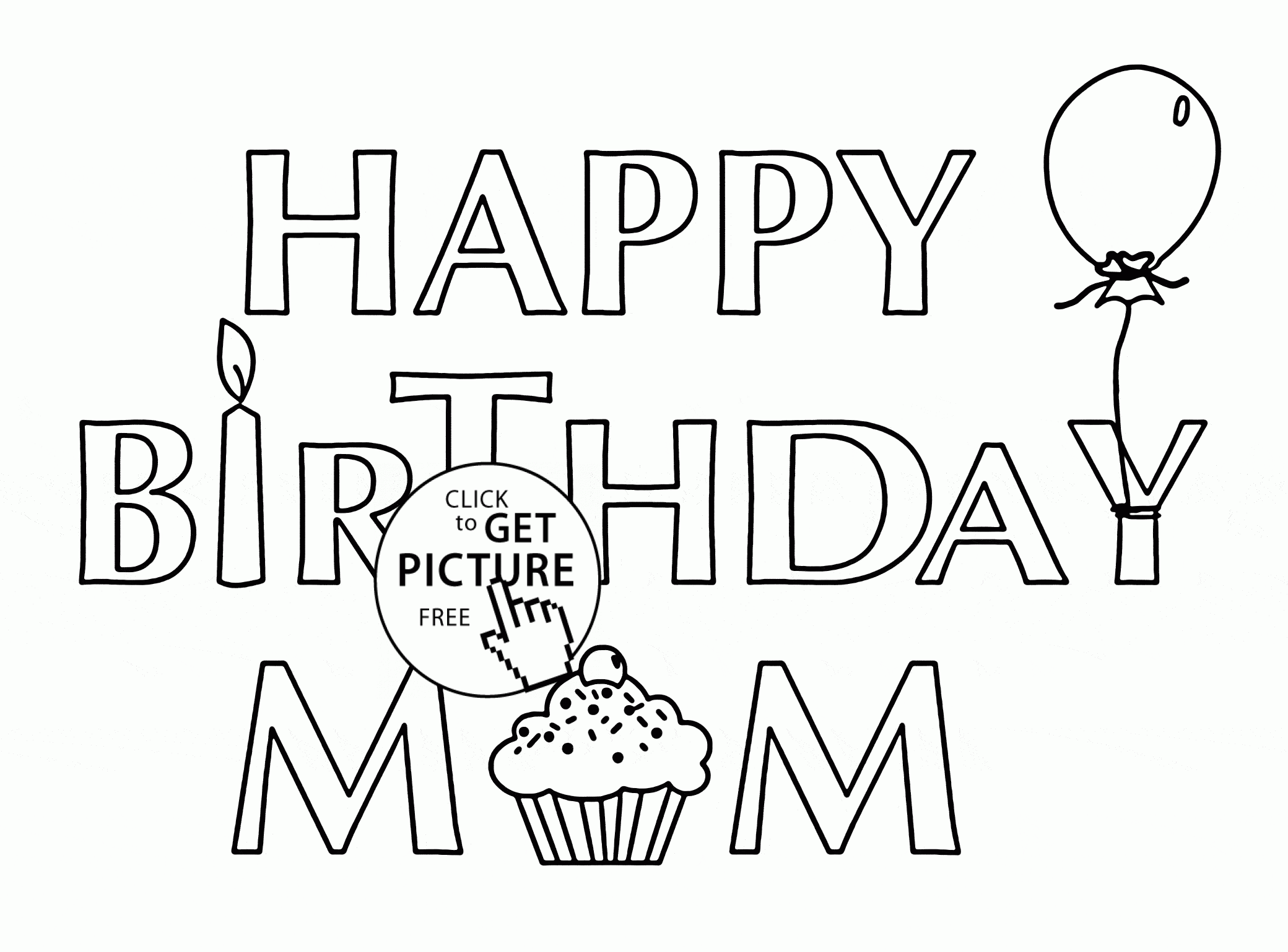 Birthday Cards For Mom Printable Coloring Happy Birthday 