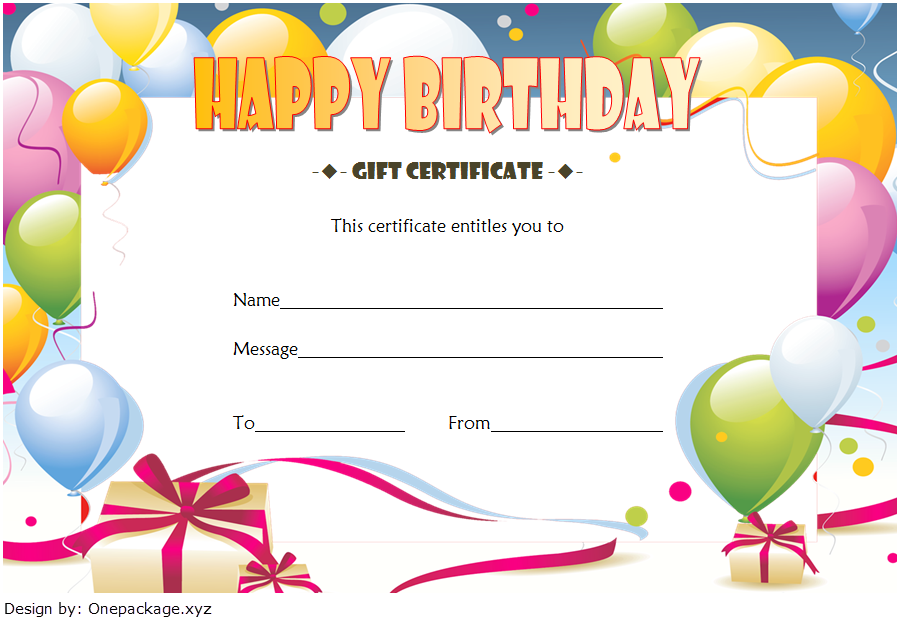 Birthday Gift Certificate Template Free Printable 5 In 