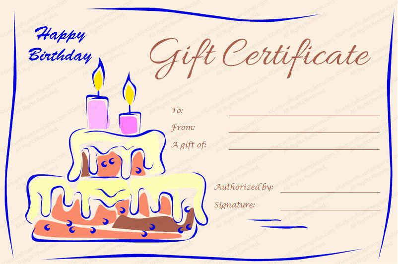 Birthday Gift Certificate Template New Printable Dinner 
