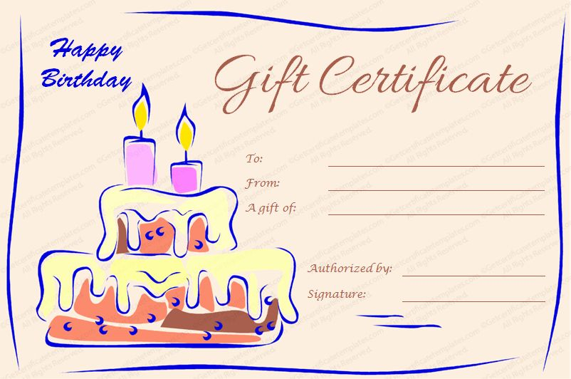 Birthday Gift Certificate Template New Printable Dinner