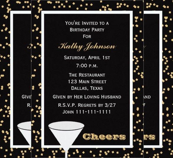 Birthday Invitation Template For Adults Free Sample Vint 
