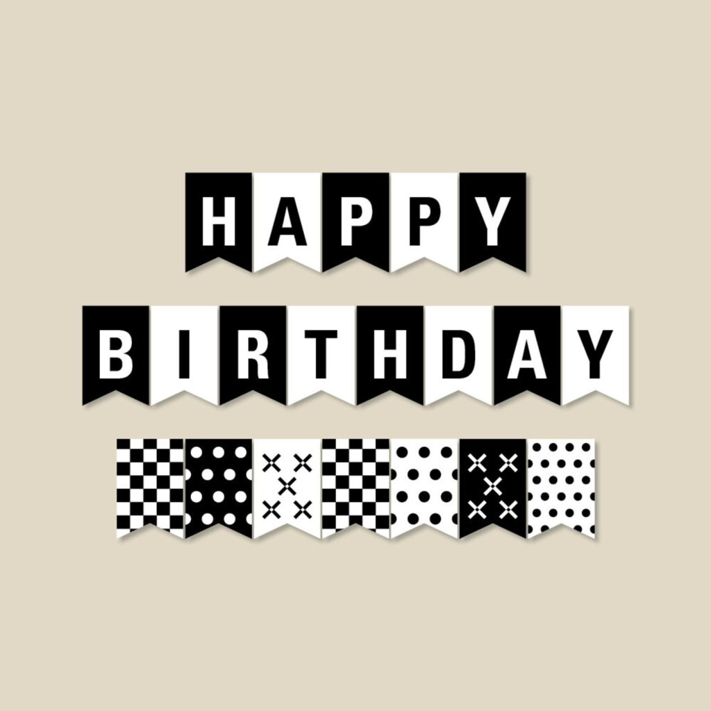 Black And White Birthday Banner Birthday Party Decorations 