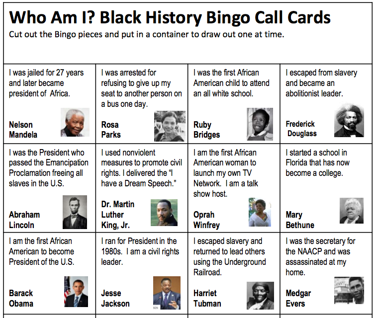 Black History Month Bingo Moms N Charge 